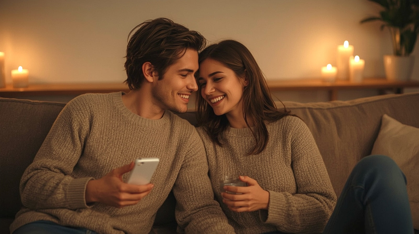 Junges glückliches Paar auf der Couch